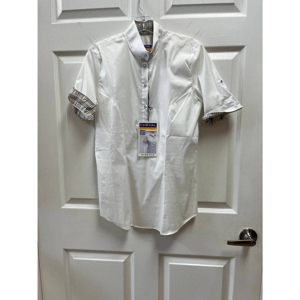 NEW CHEVAL women's polo show shirt in tan plaid